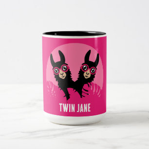 Tweeling alpaca lama's tweekleurige koffiemok