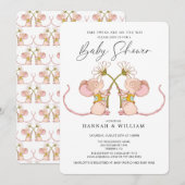 Tweeling Baby Baby shower Baby Muizen Kaart (Voorkant / Achterkant)