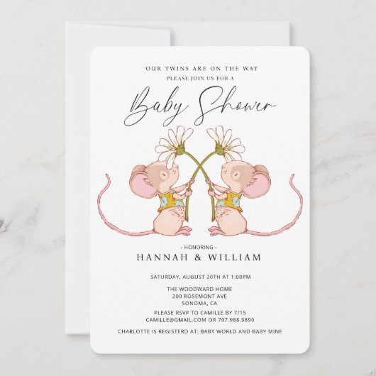 Tweeling Baby Baby shower Baby Muizen Kaart (Voorkant)