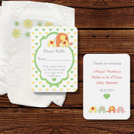 Tweeling Baby Borrel Olifanten Luier Raffle Informatiekaartje