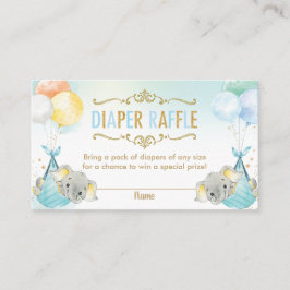 Tweeling Baby Boys Olifant Luier Raffle Ticket Informatiekaartje