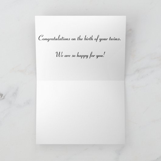 Tweeling baby felicitatiekaart, meisje & jongen tw kaart (Binnen)