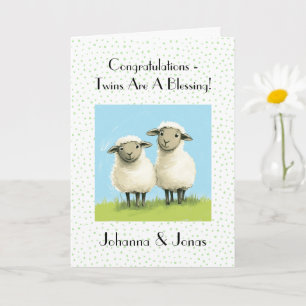 Tweeling Baby Felicitaties, Religieuze Groet Kaart