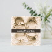 Tweeling Baby Foto Geboorteaankondiging Aankondiging (Staand voorkant)