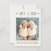 Tweeling baby geboorte aankondigingskaart, twee ke bedankkaart (Voorkant)