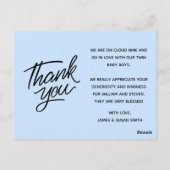 Tweeling baby geboorte aankondigingskaart, twee ke briefkaart (Achterkant)