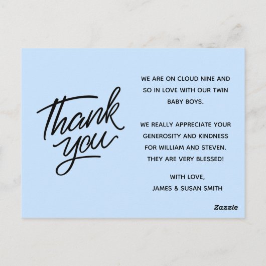 Tweeling baby geboorte aankondigingskaart, twee ke briefkaart (Achterkant)