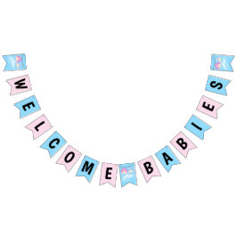 Tweeling Baby Goy en Meisje op de lijn Vlaggetjes