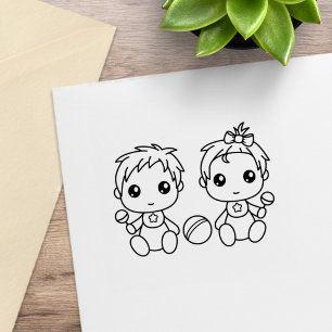 Tweeling Baby Jongen Meisje Kleur Me Rubberstempel