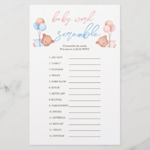 Tweeling Baby Jongen Meisje Woordzoek Baby Shower Flyer