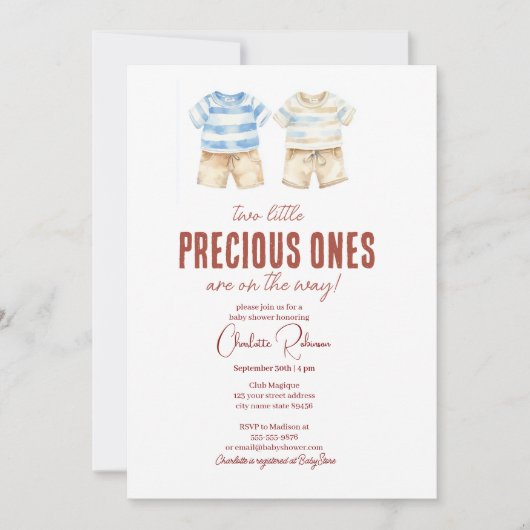 Tweeling baby jongen Schattige Baby shower Kaart (Voorkant)