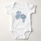 Tweeling baby jongen voetafdrukken bodysuit (Voorkant)
