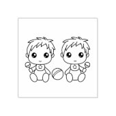 Tweeling Baby Jongens Kleur Me Rubberstempel (Afrduk)