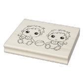 Tweeling Baby Jongens Kleurplaat Rubberstempel (Stempel)
