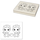 Tweeling Baby Jongens Kleurplaat Rubberstempel (Gestempeld)