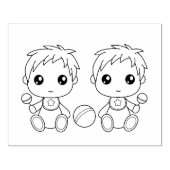 Tweeling Baby Jongens Kleurplaat Rubberstempel (Afrduk)