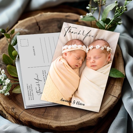 Tweeling Baby Meisje Dank U Verjaardag Postca Briefkaart