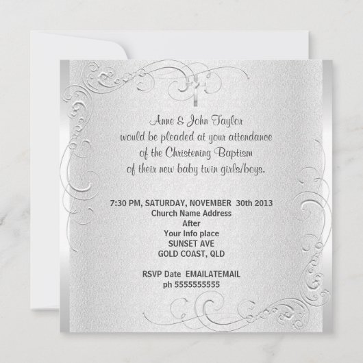 Tweeling Baby Meisje Jongen Doop Doopfeest Wit Kaart (Achterkant)