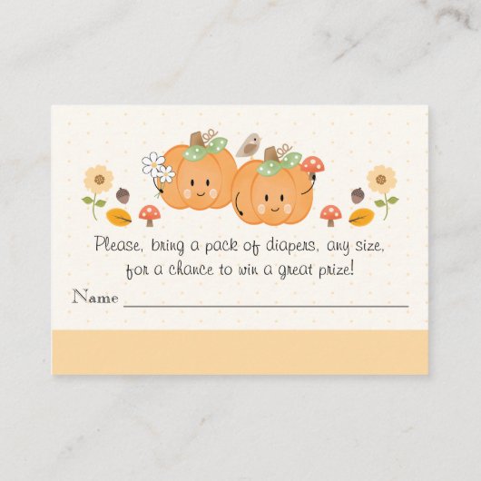 Tweeling Baby Meisje Pompoen Luier Raffle Ticket Informatiekaartje (Achterkant)