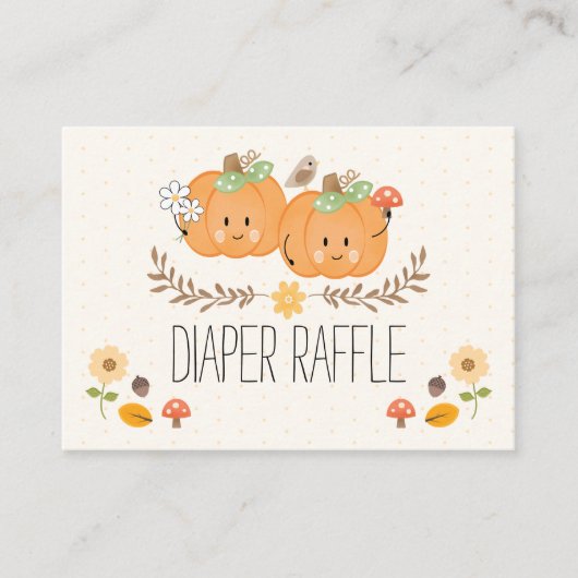 Tweeling Baby Meisje Pompoen Luier Raffle Ticket Informatiekaartje (Voorkant)