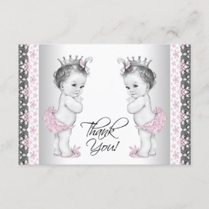 Tweeling Baby Meisje Prinses Shower Bedankkaartjes Bedankkaart