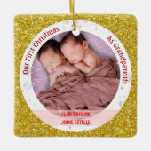 Tweeling Baby Meisjes 1e Kerstmis Als Grootouders Keramisch Ornament (Voorkant)