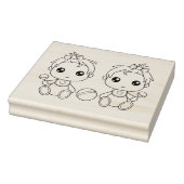 Tweeling Baby Meisjes Kleurplaat Rubberstempel (Stempel)