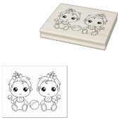 Tweeling Baby Meisjes Kleurplaat Rubberstempel (Gestempeld)