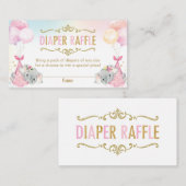 Tweeling Baby Meisjes Olifant Luier Raffle Ticket Informatiekaartje (Voorkant / Achterkant)