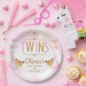 Tweeling Baby Meisjes Schattigee Beren Ballonnen B Papieren Bordje (Feest)