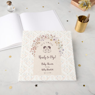 Tweeling Baby Meisjes Shower Florale LPM26 Gastenboek