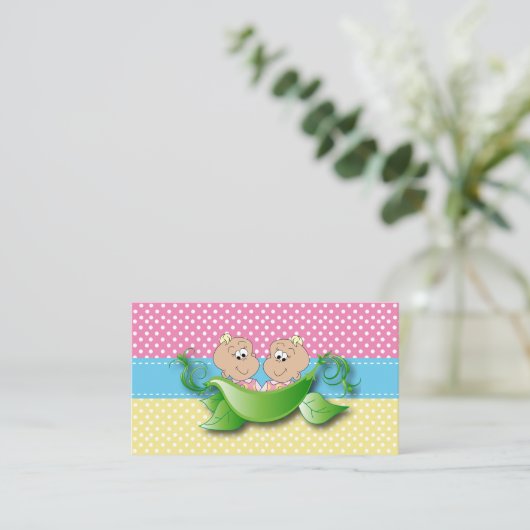 Tweeling Baby Meisjes - Twee Erwten In Een Pod Boe Informatiekaartje (Staand voorkant)