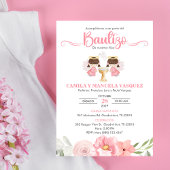 Tweeling Baby Meisjes Uitnodiging Bautizo Bloemen