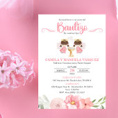 Tweeling Baby Meisjes Uitnodiging Bautizo Bloemen