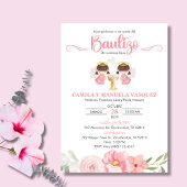 Tweeling Baby Meisjes Uitnodiging Bautizo Bloemen