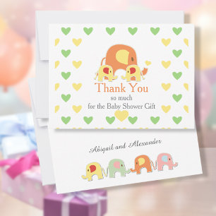 Tweeling Baby Olifant Thema Baby Shower Bedankkaart