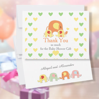 Tweeling Baby Olifant Thema Baby Shower Bedankkaart
