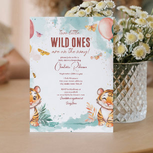 Tweeling Baby Schattige Twee tijgers Baby shower Kaart