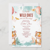 Tweeling Baby Schattige Twee tijgers Baby shower Kaart (Voorkant)