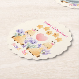 Tweeling-Baby shower | BABY SHOWER SCHATTIGEE GIRA Kartonnen Onderzetters