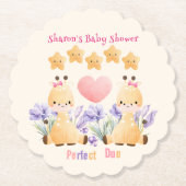 Tweeling-Baby shower | BABY SHOWER SCHATTIGEE GIRA Kartonnen Onderzetters (Voorkant)