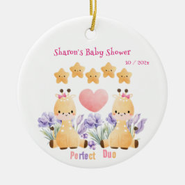 Tweeling-Baby shower | BABY SHOWER SCHATTIGEE GIRA Keramisch Ornament