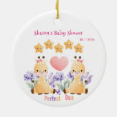 Tweeling-Baby shower | BABY SHOWER SCHATTIGEE GIRA Keramisch Ornament (Achterkant)