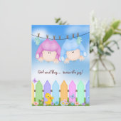 Tweeling Baby shower-baby's op waslijn Kaart (Staand voorkant)