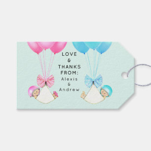 Tweeling Baby Shower Bedankkaartjes Cadeaulabel