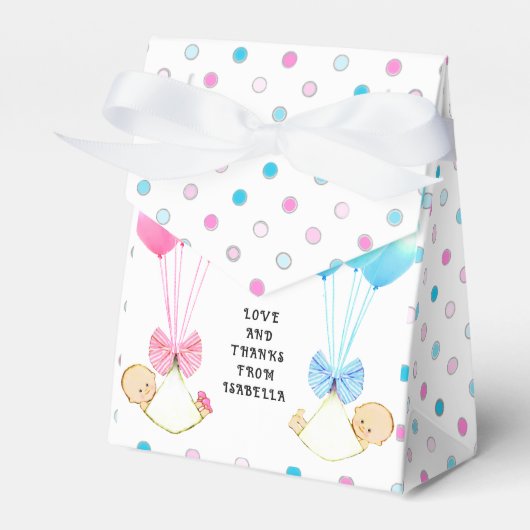 Tweeling Baby Shower Bedankt Bedankdoosjes (Voorkant Zijde)