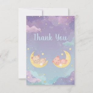Tweeling Baby Shower Bedanktkaart Slapende Dieren
