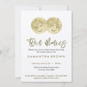 Tweeling Baby Shower Beige Maan Kaart (Voorkant)
