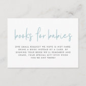 Tweeling baby shower blauwe moderne boeken voor ba informatiekaartje (Voorkant)