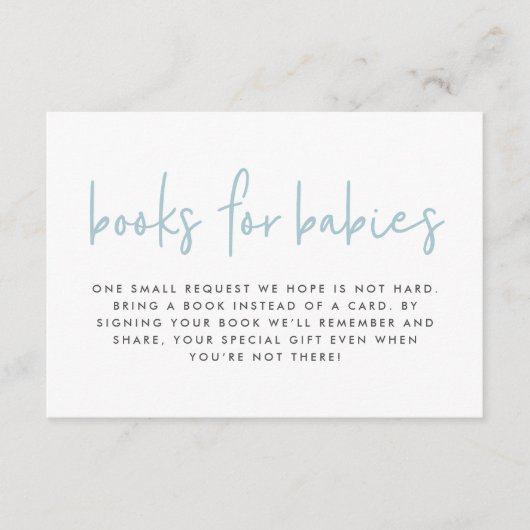 Tweeling baby shower blauwe moderne boeken voor ba informatiekaartje (Voorkant)